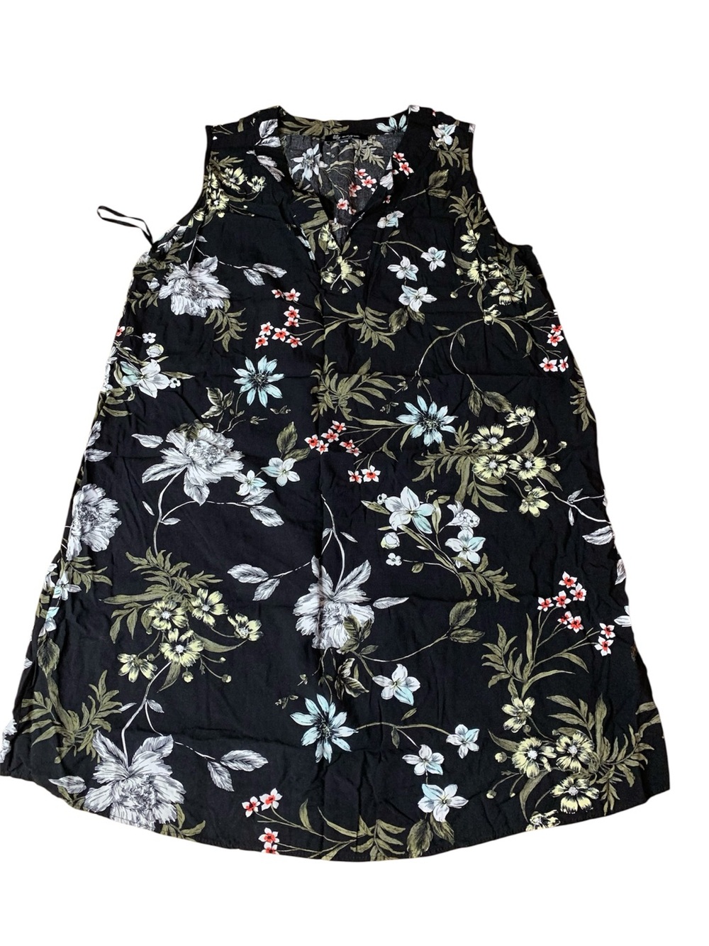 Lily Morgan Black Floral Sleeveless Blouse XL